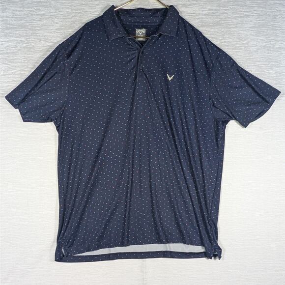 Callaway Polo Shirt Mens XXL Blue All Over Print Performance Golf Polo - Picture 1 of 6